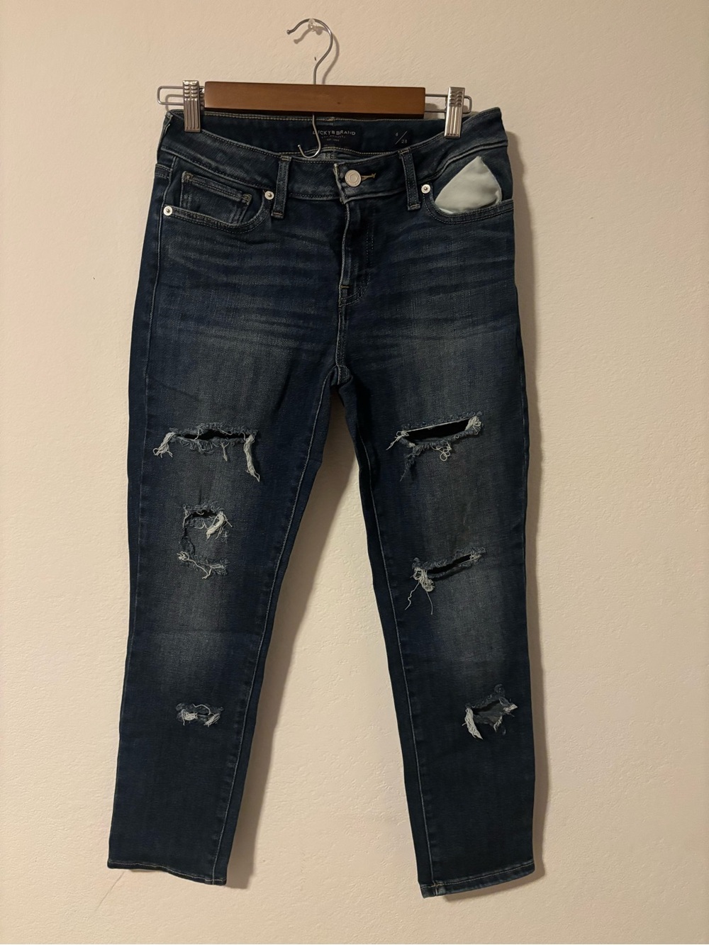 Lucky Brand Dark Wash Distressed Skinny Jeans